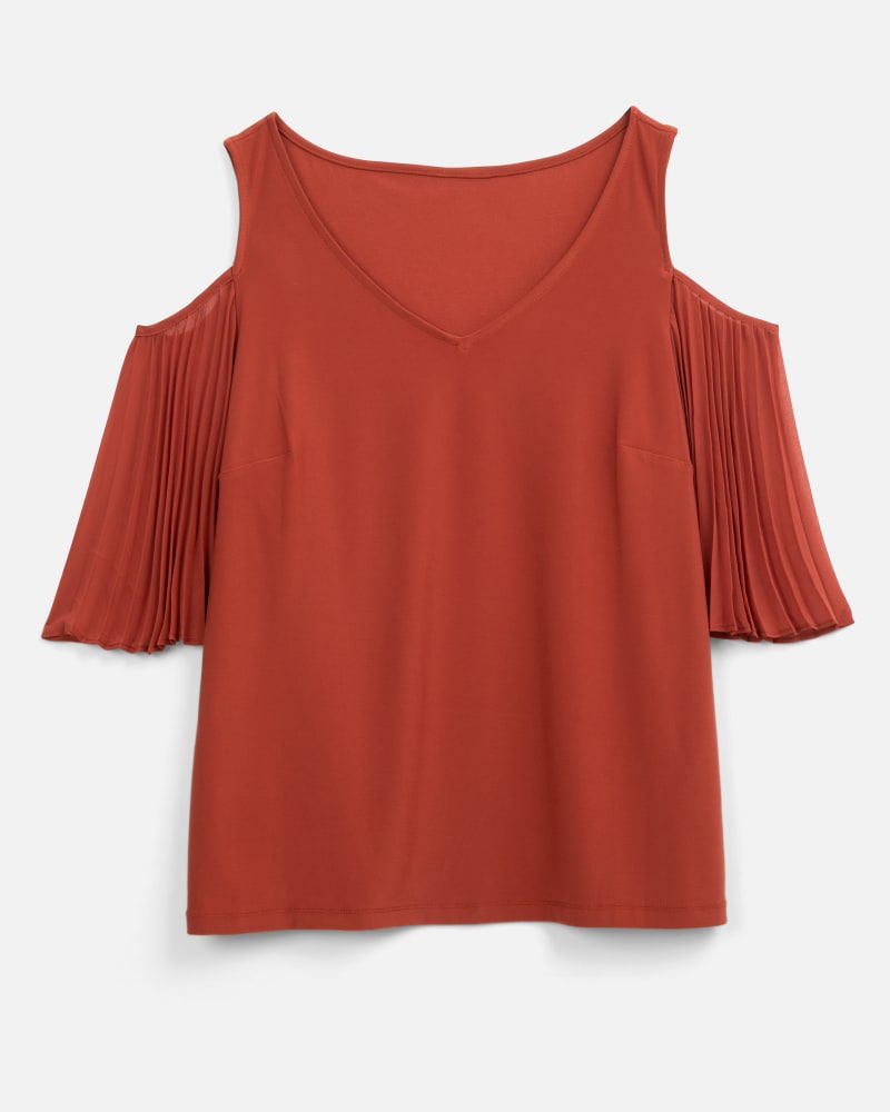 Front of a size L Arianne Smock Bottom Blouse in Red by Vince Camuto. | dia_product_style_image_id:209417